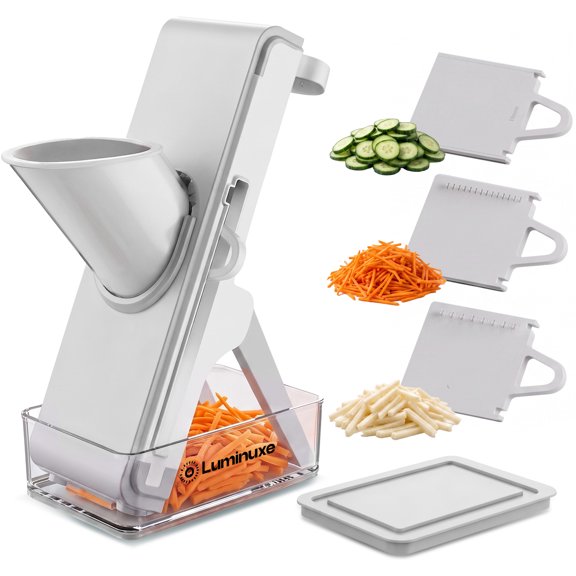 Mandoline Slicer with Container, Adjustable Thickness Vegetable Slicer, Foldable Manual Mandoline Chopper, Multipurpose Vegetable Julienne Cutter