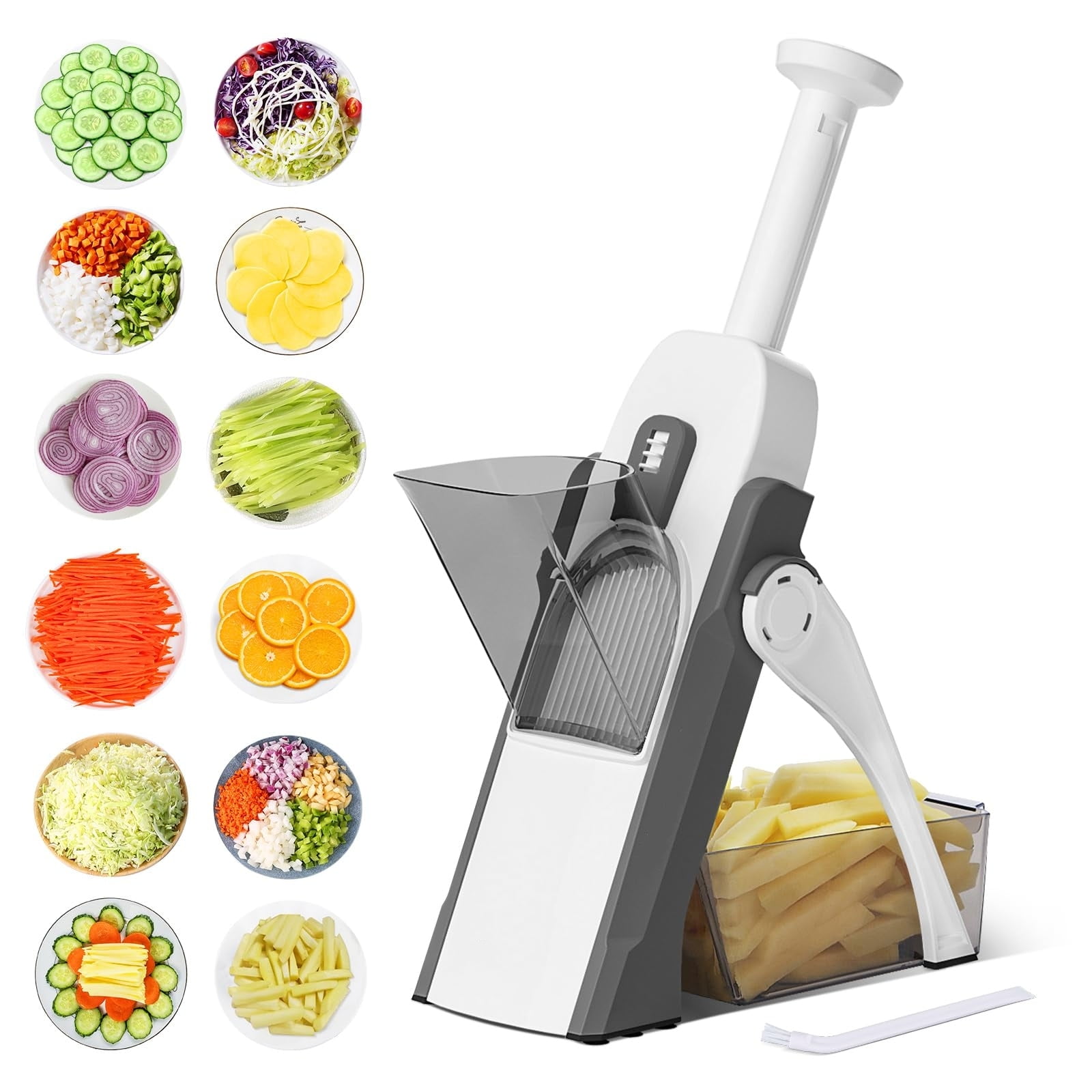 Upgrade Safe Mandoline Slicer Plus for Kitchen, QYKIC Bigger Vegetable Food  Chopper, Adjustable Potato Slicer Thickness Mandolin, Julienne + Dicer