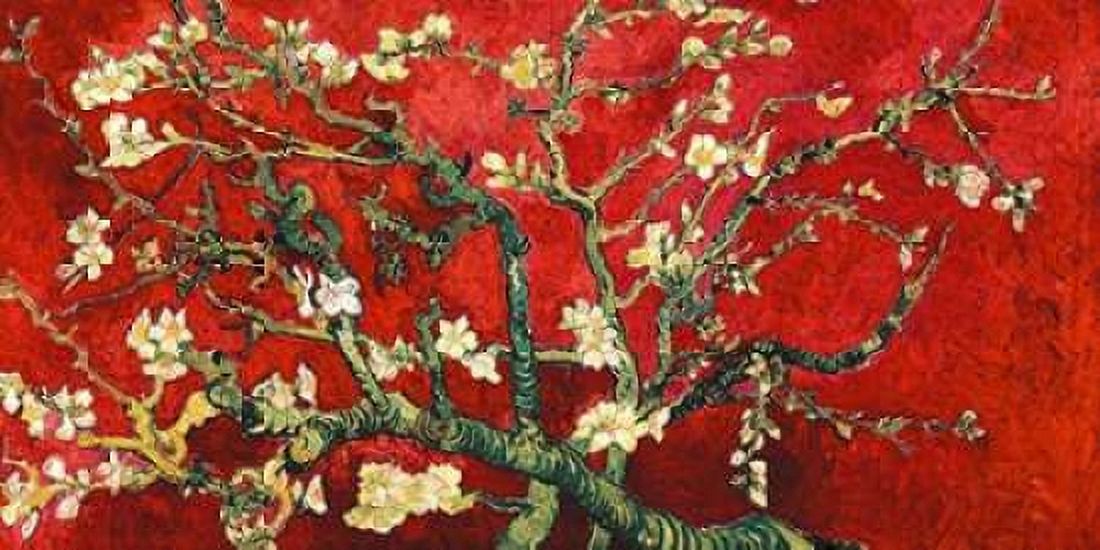 Mandorlo in fiore (red variation detail) Canvas Art - Vincent Van Gogh (10 x 20)