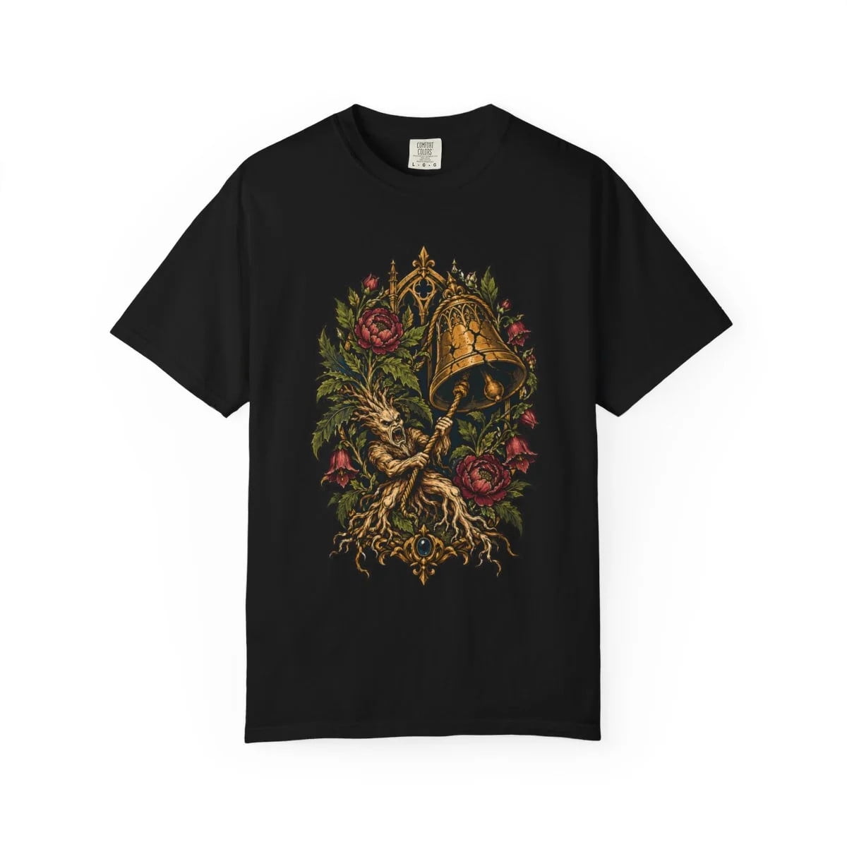 Ring Or Bell Mandrake Rings the Funeral Bell Gothic Botanical T-Shirt Black Front ...