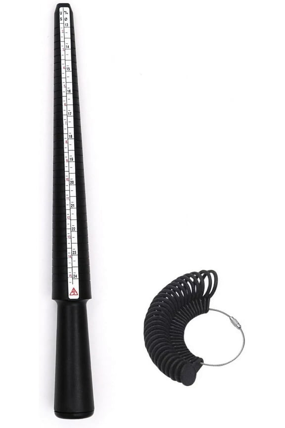 Mandrel Ring Sizer Stainless Steel Plastic Measuring Tool Accurate Us0-13 Finger Size Gauge Durable Easy-to-read Black