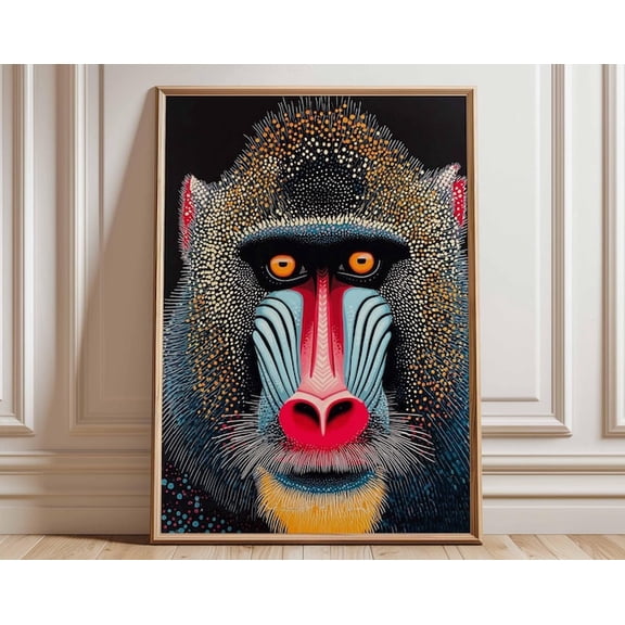 Mandrill Animal Wildlife Jungle Wall Art Print, Unframed Paper Poster 8x10in