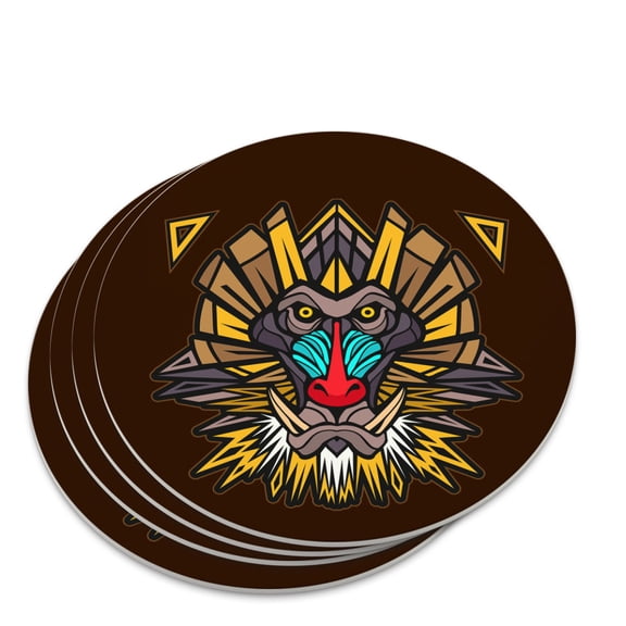 Mandrill Baboon Face Monkey Primate Novelty Coaster Set