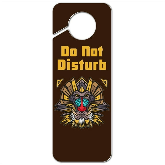 Mandrill Baboon Face Monkey Primate Plastic Door Knob Hanger Sign