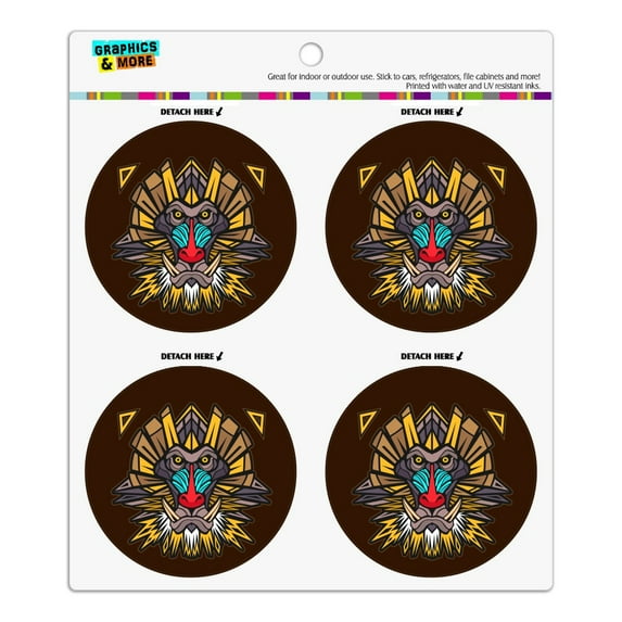 Mandrill Baboon Face Monkey Primate Refrigerator Fridge Locker Vinyl Circle Magnet Set