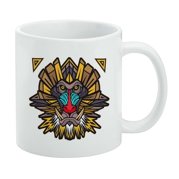 Mandrill Baboon Face Monkey Primate White Mug