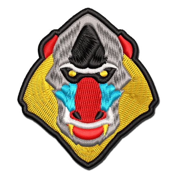 Mandrill Head Colorful Monkey Baboon Applique Multi-Color Embroidered Iron-On Patch - 2.0 Inch Mini