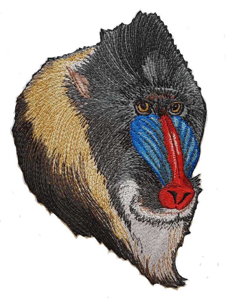 Mandrill Head Primates Embroidered Patch 4.8" x 6.8" FREE USA SHIPPING
