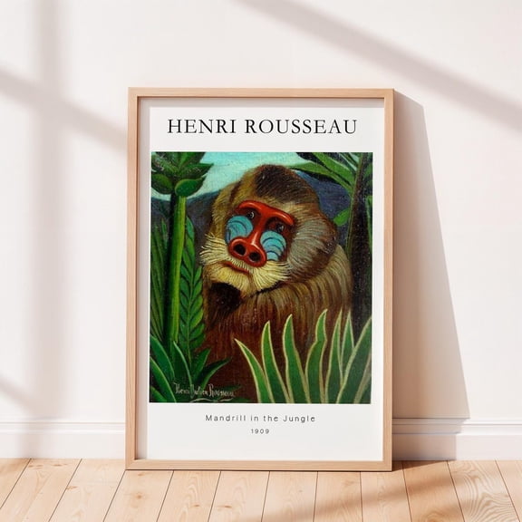 Mandrill In The Jungle Henri Rousseau, Fine Art Wall Decor, Famous Painter Posters, French, Vintage Wall Art Decor, Tropical Decor, Unframed Canvas Size 8x12