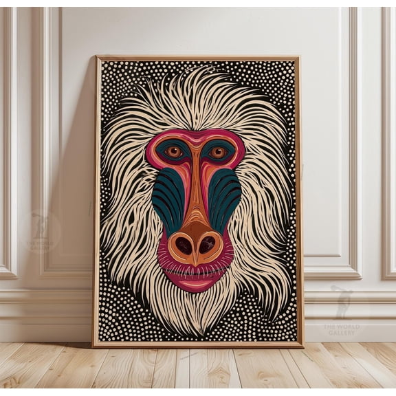 Mandrill Wall Art Psychedelic Monkey Print Tribal Animal Paper Decor 1