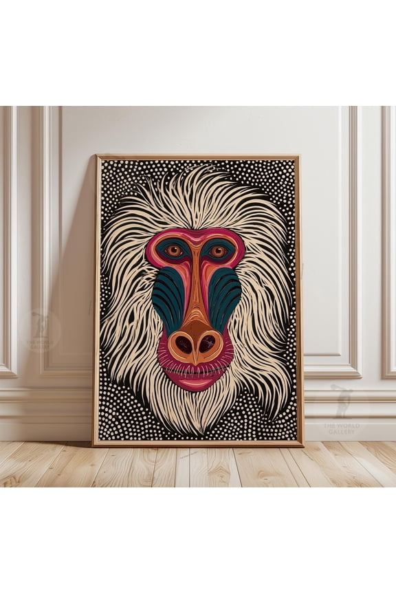 Mandrill Wall Art Psychedelic Monkey Print Tribal Animal Paper Decor 1