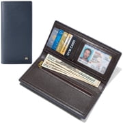 Long Wallet for Men Slim Bifold Wallet with ID Window Card Holder Cash Pocket and Zipper Coin Pocket, Business Wallet for Daily Use