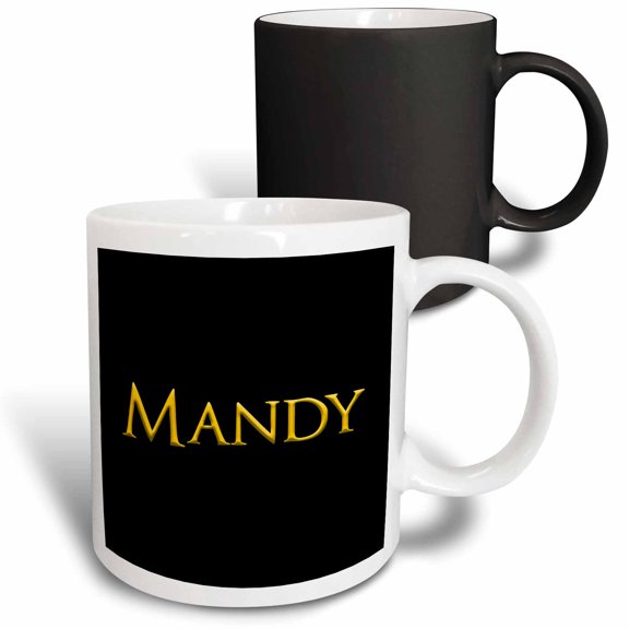 3drose, Mandy Mainstream Female Name in the Usa. Yellow on Black Amulet, 11oz Magic Transforming Mug