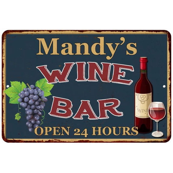Mandy's Green Wine Bar Wall Decor Kitchen Gift 8x12 Metal 108120043281