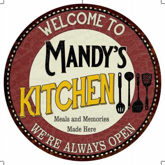 Mandy's Kitchen 12" Round Metal Sign Bar Game Room Wall Dco 200120040477