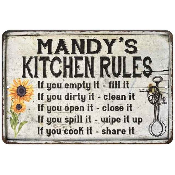 Mandy's Kitchen Rules Chic Sign Vintage Decor 8x12 Metal Sign 108120032478
