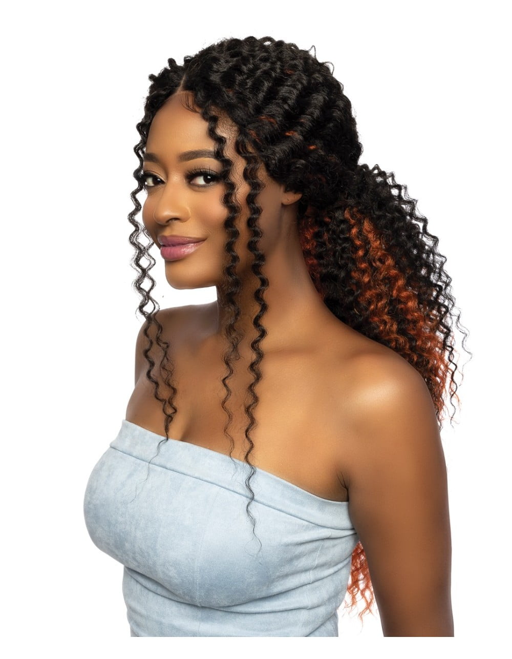 Mane Concept Brown Sugar Human Hair Blend 4" Deep Part HD Clear Lace Wig - BSHC294 BUTTERFLY (BT1B/REDORANGE)