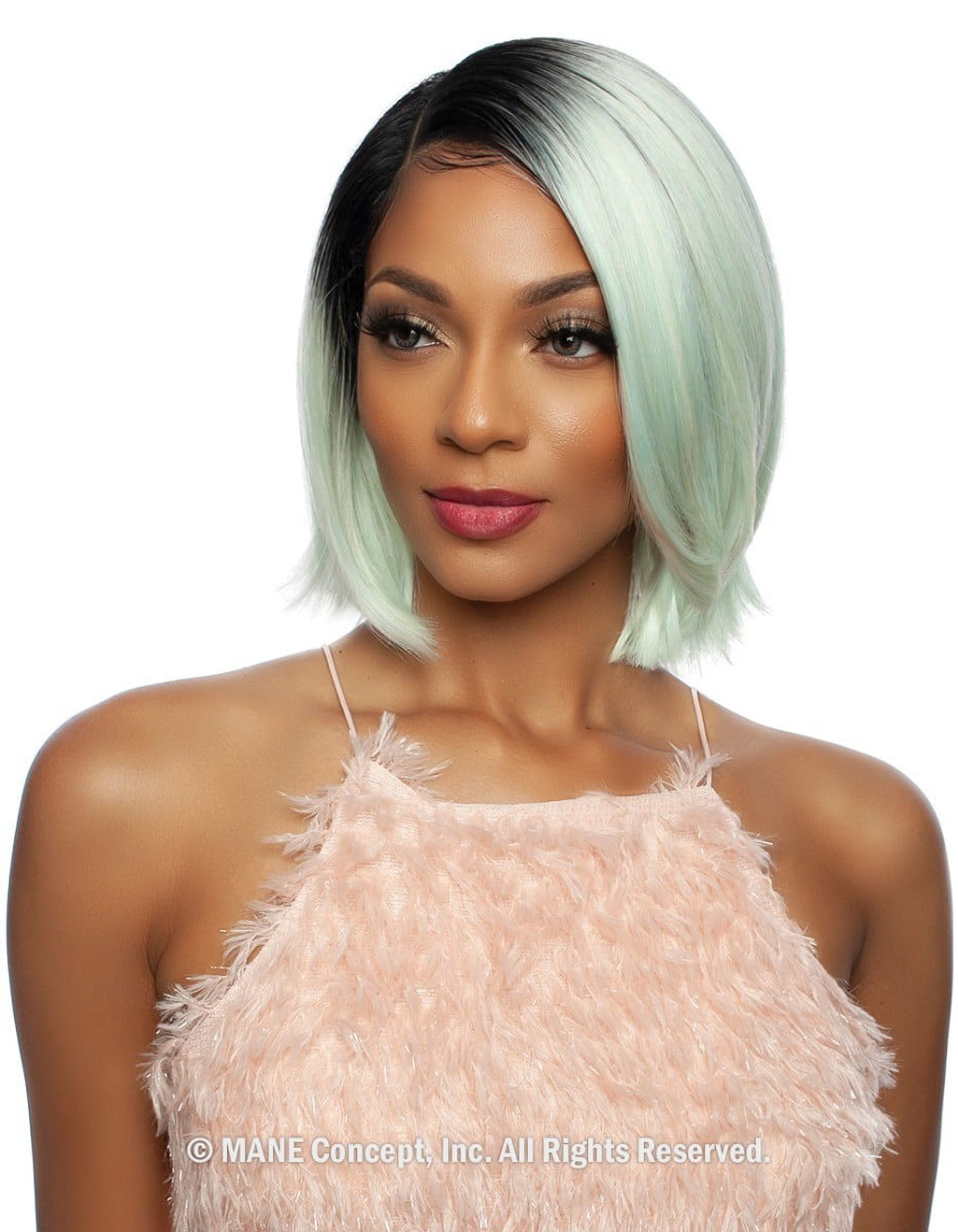 Mane Concept Brown Sugar Human Hair Blend HD Lace Front Wig - BSHC232 ORLENA (SR1B/MINTGREEN)