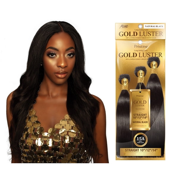 Mane Concept Pristine 15A Gold Luster Straight 3PCS Bundle / Natural Black / 16/18/20 Beauty Supply