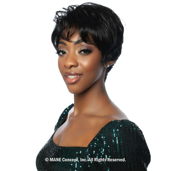 Mane Concept Red Carpet Synthetic Deep Part HD Lace Front Wig Short Wave Pixie - RCMS251 NAIDA (1B)