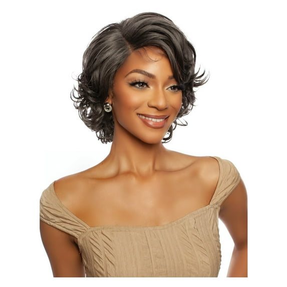 Mane Concept Red Carpet Synthetic Flip Curl Bob Deep Part HD Lace Front Wig - RCMS284 CRYSTAL (ASHBLACK)