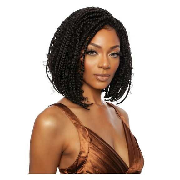 Mane Concept Red Carpet Synthetic HD Lace Wig - RCHB206 4X4 FREE PART BOHO BOX BRAID 12" (1B)