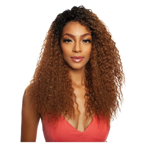 Mane Concept Red Carpet Synthetic HD Natural Hairline Long Jerry Curl Lace Front Wig - RCHN202 RIKKI (SCARLET)
