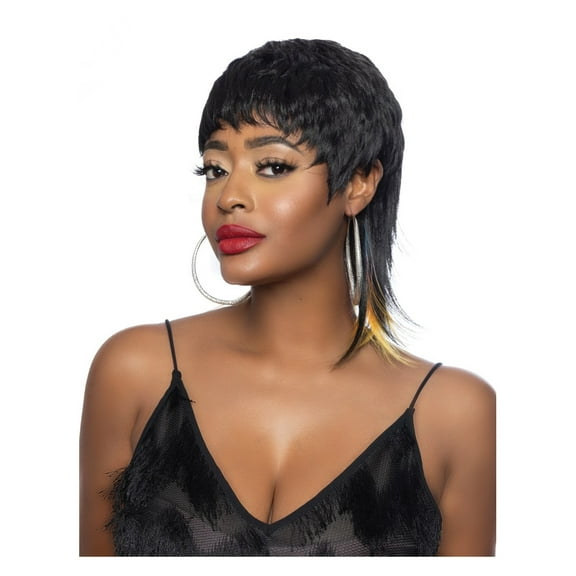 Mane Concept Red Carpet Synthetic Short Cut Full Wig - RCP1082 MULLET 1 (BT1B/RAINBOW)