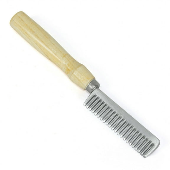 Mane Grooming Comb 8" Aluminium, wooden handle 7.5"