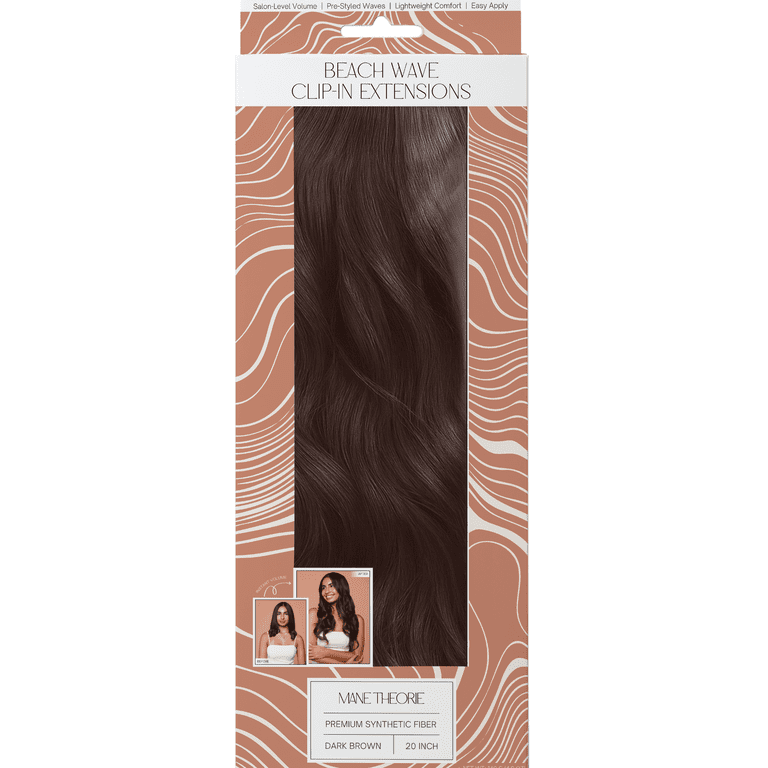 Mane Theorie Beach Wave Clip-In Hair Extensions for Women, 20 inch