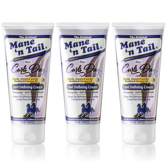 Mane 'n Tail: Curls Day Curl Defining Cream (3 Pack) With Biotin, Vitamin E and B5 Rooibos & Coconut Oil for Soft Natural Hold Sulfate and Paraben Free (6.5 Oz Each)