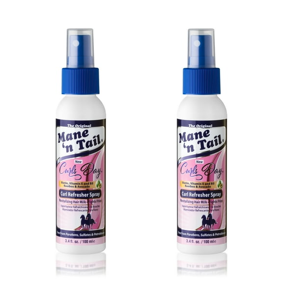 Mane 'n Tail Curls Day Curl Refresher Spray (2 Pack)  3.4 Oz Each, Lightweight Mist to Revitalize, Detangle & Reactivate Curls, Coils, & Waves