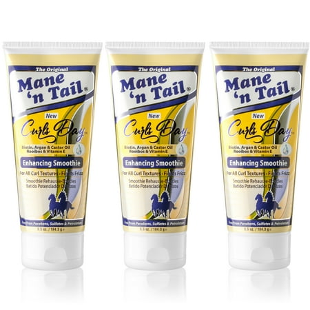 Mane 'n Tail Curls Day Enhancing Smoothie (3 Pack) – For All Curl Textures, Paraben & Sulfate Free, Made with Biotin, Argan & Castor Oil, Rooibos & Vitamin E (6.5 Oz Each)