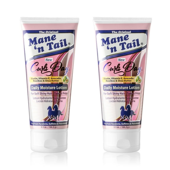 Mane 'n Tail Daily Moisture Lotion (2 Pack, 6.5 Oz Each) with Biotin, Vitamin E, Avocado, Rooibos & Shea Butter  Tames Frizz, Adds Shine & Hydrates Curly Hair