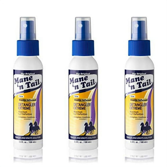 Mane 'n Tail Extreme Detangler (3-Pack) & Biotin Infused Curl Defining Strengthening Spray (3.4 oz)