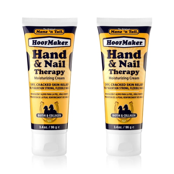 Mane 'n Tail Hoofmaker Hand & Nail Therapy (3.4 Oz Each, 2 Pack) – Fragrance-Free, Biotin & Collagen-Enriched Moisturizing Cream for Dry, Cracked Skin & Nails