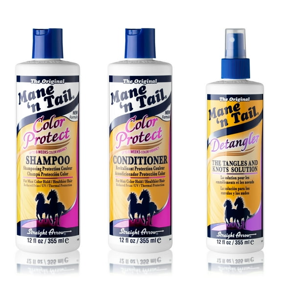 Mane 'n Tail Original Color Protect Shampoo + Conditioner 12 Ounce Each with 12 Ounce Detangler Spray