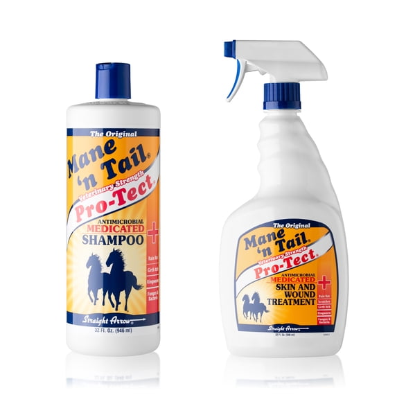 Mane 'n Tail Pro-Tect Veterinary Strength Medicated Shampoo & Spray (32 Oz Each) | Antimicrobial Formula for Skin Healing & Prevention