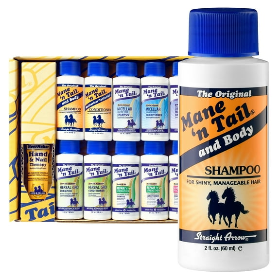 Mane 'n Tail Brand Sampler Trial Size Shampoos Conditioners and Detanglers to Cleanse Strengthen and add Moisture to Hair 15 Piece Set