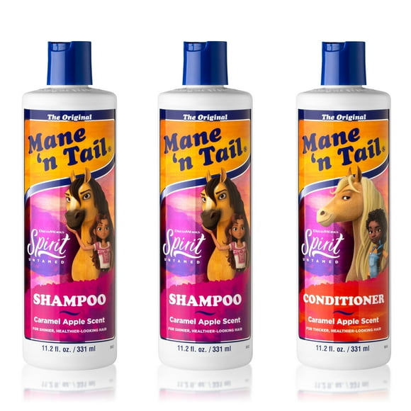 Mane 'n Tail: Spirit Untamed Shampoo (2 Count) & Conditioner (1 Count), Caramel Apple Scented Everyday Gentle Coconut Oil Formula (11.02 Oz Each)