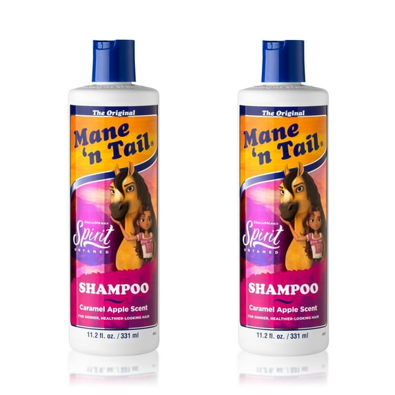 Mane 'n Tail Spirit Untamed Shampoo (2-Pack) – Caramel Apple Scented, Gentle Rinse Shampoo & Body Wash for Soft, Silky Hair (11.2 oz Each)