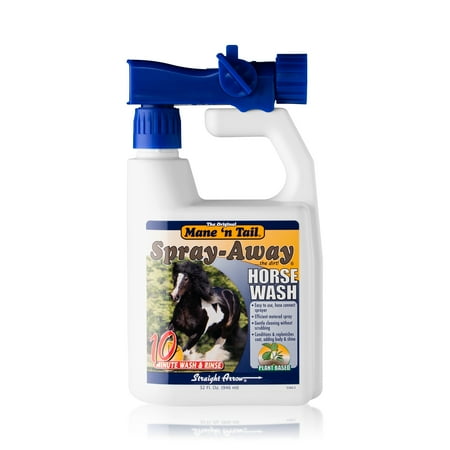 Mane 'n Tail Spray-Away Plant-Based Body Wash for Horses (32 oz) – Gentle, Quick Clean with Silky, Shiny Results