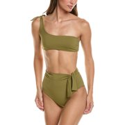Maneb  womens Manebi 2pc Tie-Up One-Shoulder Bikini Set, 1, Green