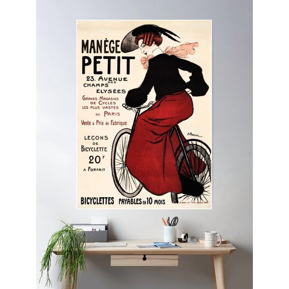 Manege Petit Paris Bicycle Cycles Advertisement Vintage French Poster Wall Art, Modern Wall Decor For Living Room Bedroom, 8x12 UNFRAMED