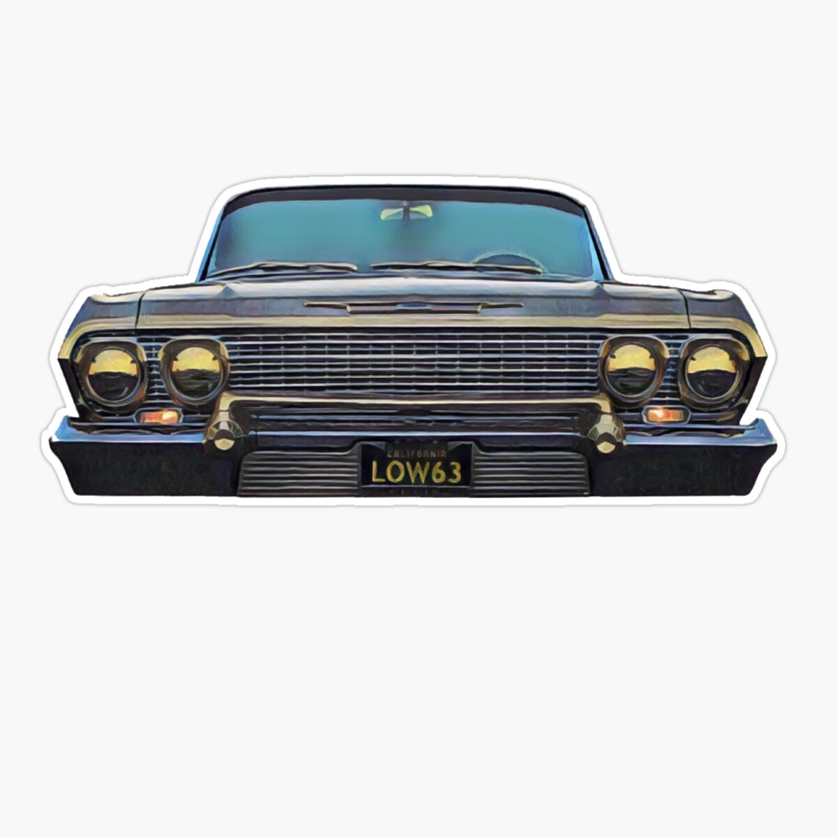 Maneki 1963 Chevrolet Impala Lowrider Sticker, Phone Decal Water Bottle ...