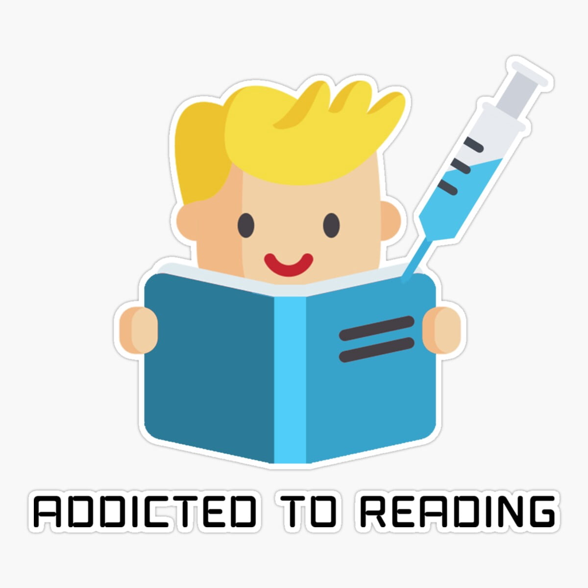Maneki Addicted To Reading Sticker, Phone Decal Water Bottle Stickers ...