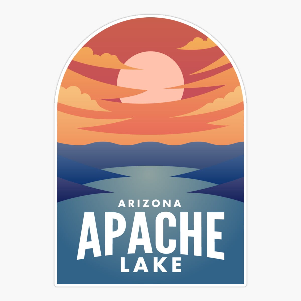 Maneki Apache Lake Az Retro Sunset Er, Phone Decal Water Bottle ...