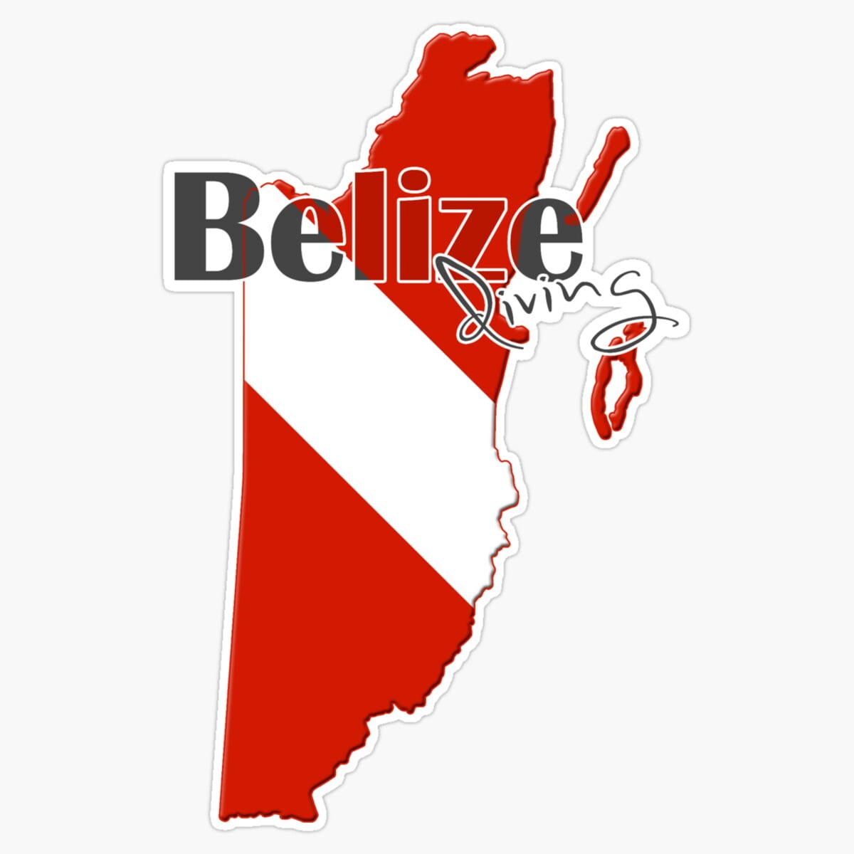 Maneki Belize Diving Diver Flag Map Er, Phone Decal Water Bottle ...