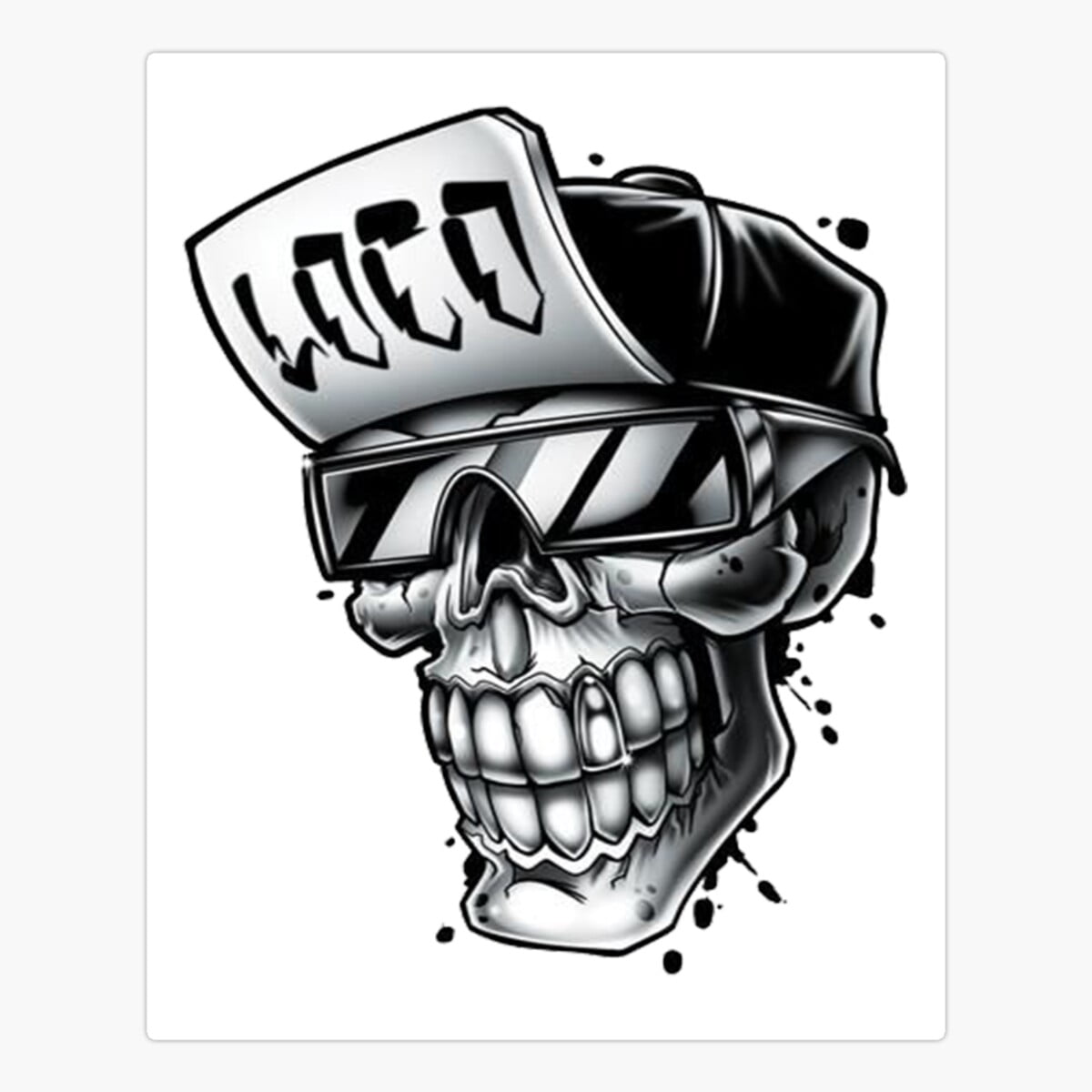 Maneki Black Grey Silver Skull Loco Er, Phone Decal Water Bottle ...