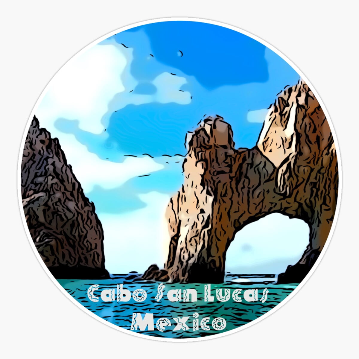 Maneki Cabo San Lucas Mexico Arch Sticker, Phone Decal Water Bottle ...
